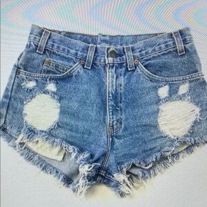 Women's Distressed Denim Athletic Shorts
